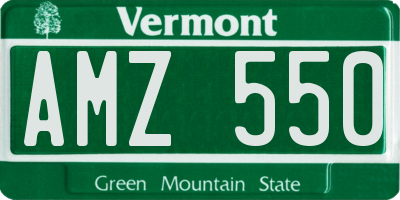 VT license plate AMZ550