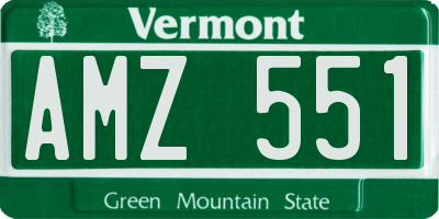 VT license plate AMZ551
