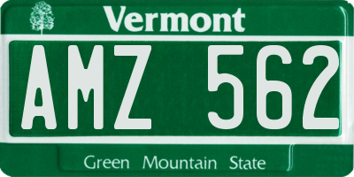 VT license plate AMZ562