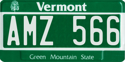 VT license plate AMZ566