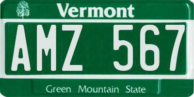 VT license plate AMZ567