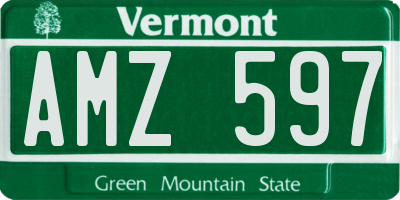 VT license plate AMZ597