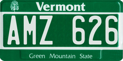 VT license plate AMZ626