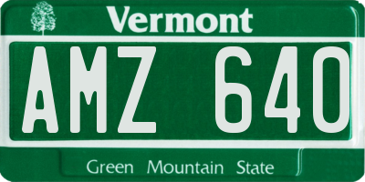 VT license plate AMZ640