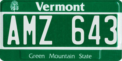 VT license plate AMZ643