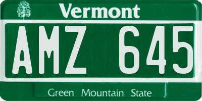 VT license plate AMZ645