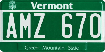VT license plate AMZ670