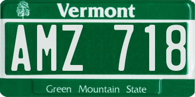 VT license plate AMZ718