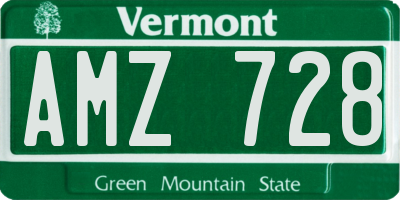 VT license plate AMZ728