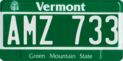 VT license plate AMZ733