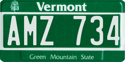 VT license plate AMZ734