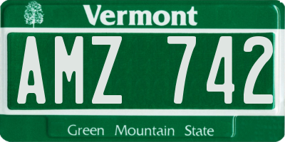 VT license plate AMZ742