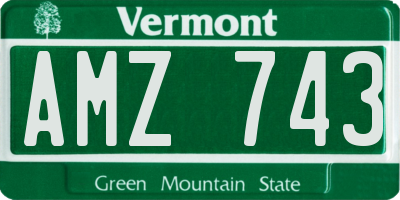 VT license plate AMZ743