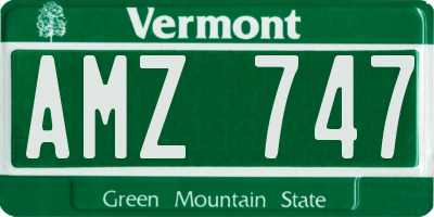 VT license plate AMZ747