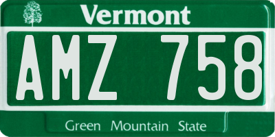 VT license plate AMZ758