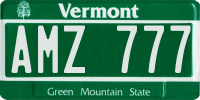 VT license plate AMZ777