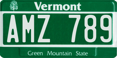 VT license plate AMZ789