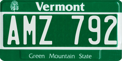 VT license plate AMZ792