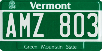 VT license plate AMZ803