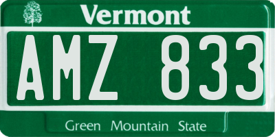 VT license plate AMZ833