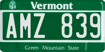 VT license plate AMZ839