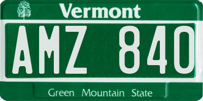 VT license plate AMZ840