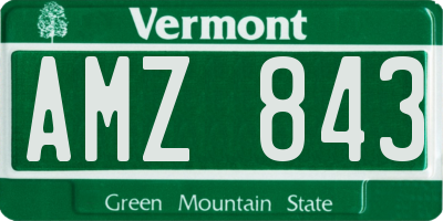 VT license plate AMZ843
