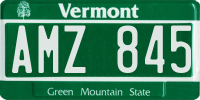 VT license plate AMZ845