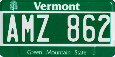 VT license plate AMZ862