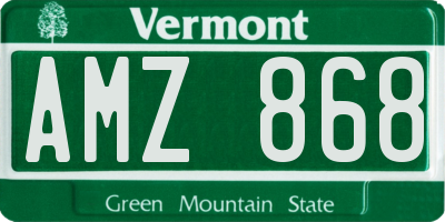 VT license plate AMZ868