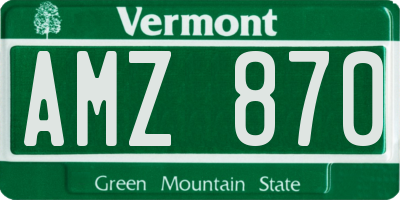 VT license plate AMZ870