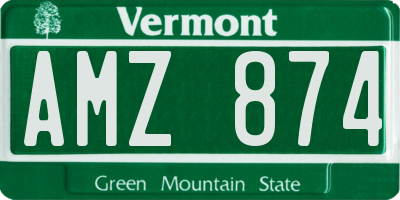 VT license plate AMZ874