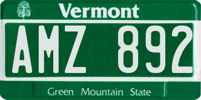 VT license plate AMZ892