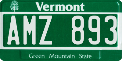 VT license plate AMZ893