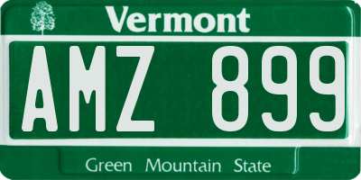 VT license plate AMZ899