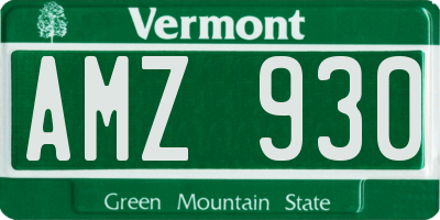 VT license plate AMZ930