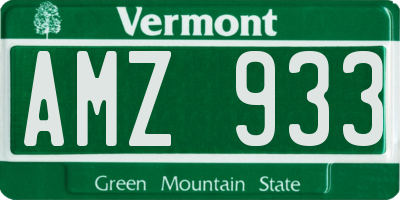 VT license plate AMZ933