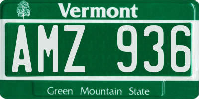 VT license plate AMZ936