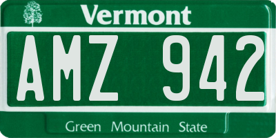 VT license plate AMZ942
