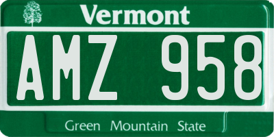 VT license plate AMZ958
