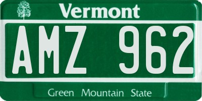 VT license plate AMZ962