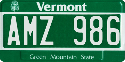 VT license plate AMZ986