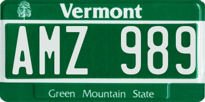 VT license plate AMZ989