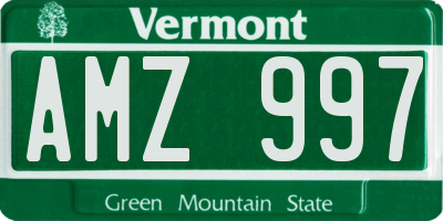 VT license plate AMZ997