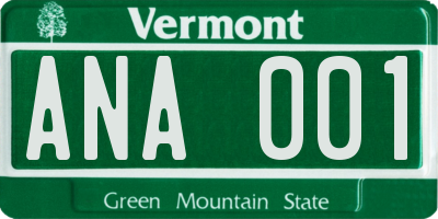 VT license plate ANA001