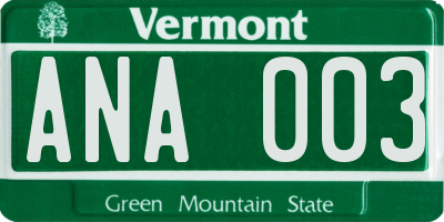 VT license plate ANA003