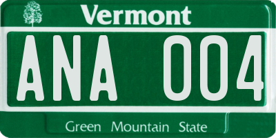 VT license plate ANA004