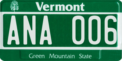 VT license plate ANA006
