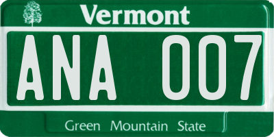 VT license plate ANA007
