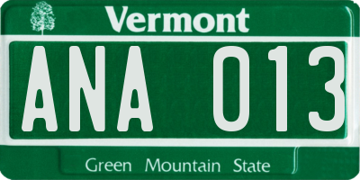 VT license plate ANA013